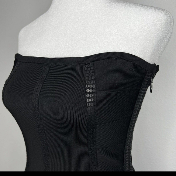 Haute Hippie Black Strapless Sequin Corset Bodycon Bandage Dress Sz S - Picture 4 of 9